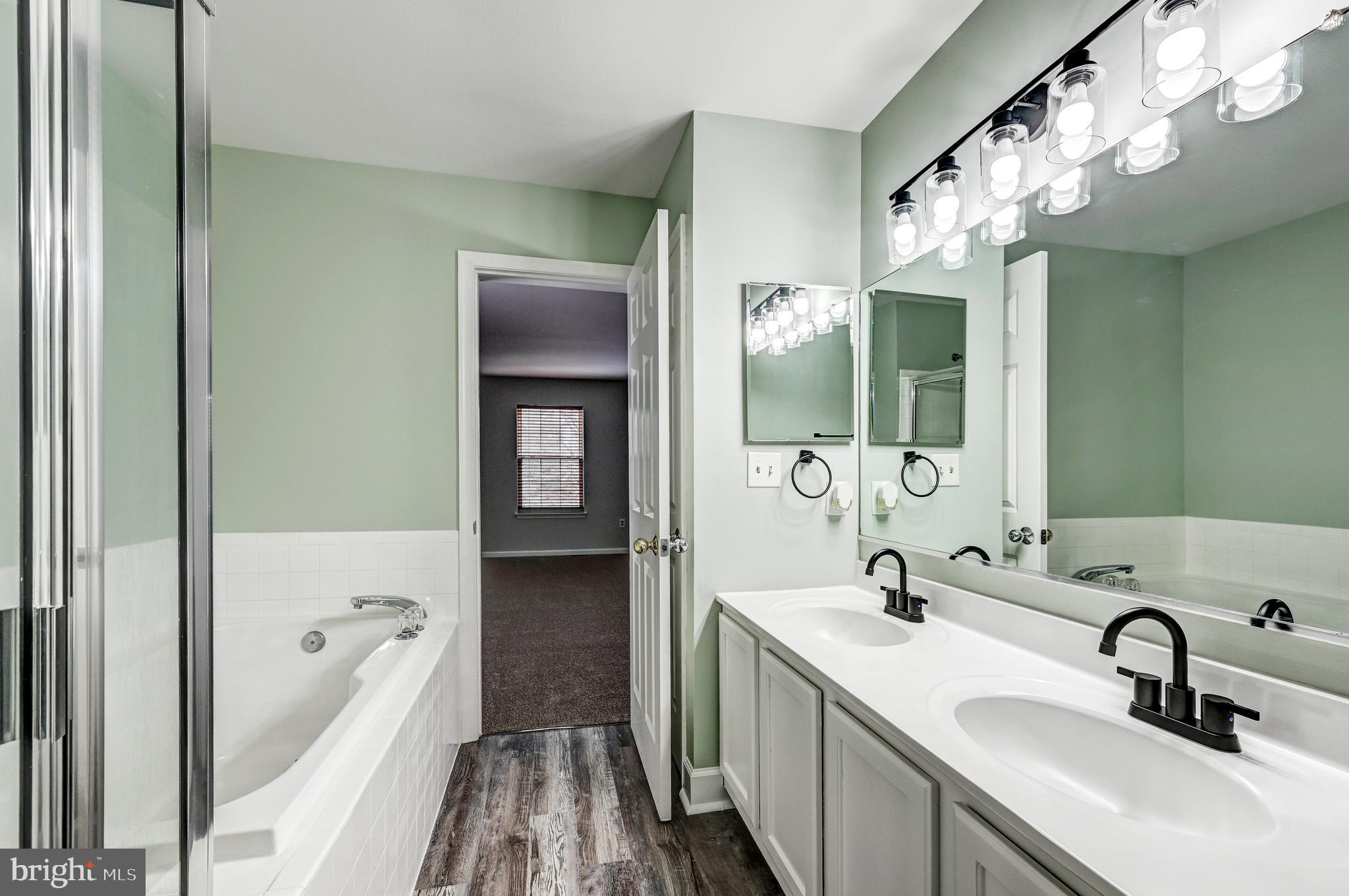 300 Roff Point Drive Odenton, MD 21113 - Photo 15 of 28 a bathroom with a double vanity sink a mirror and a bathtub