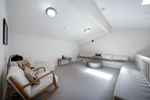 an aerial view of a house