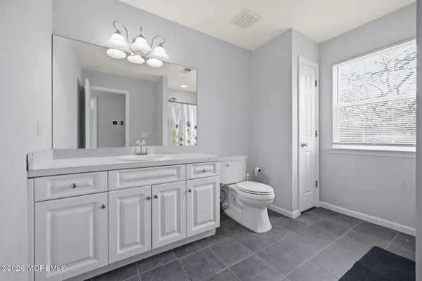 a bathroom with a toilet a sink and mirror