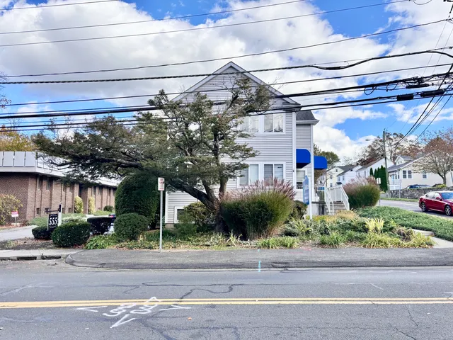 a front view of a house with garage and plants