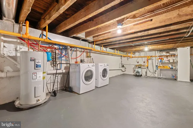 a view of a garage with table