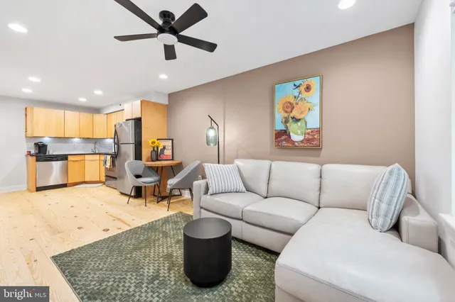 a living room with furniture