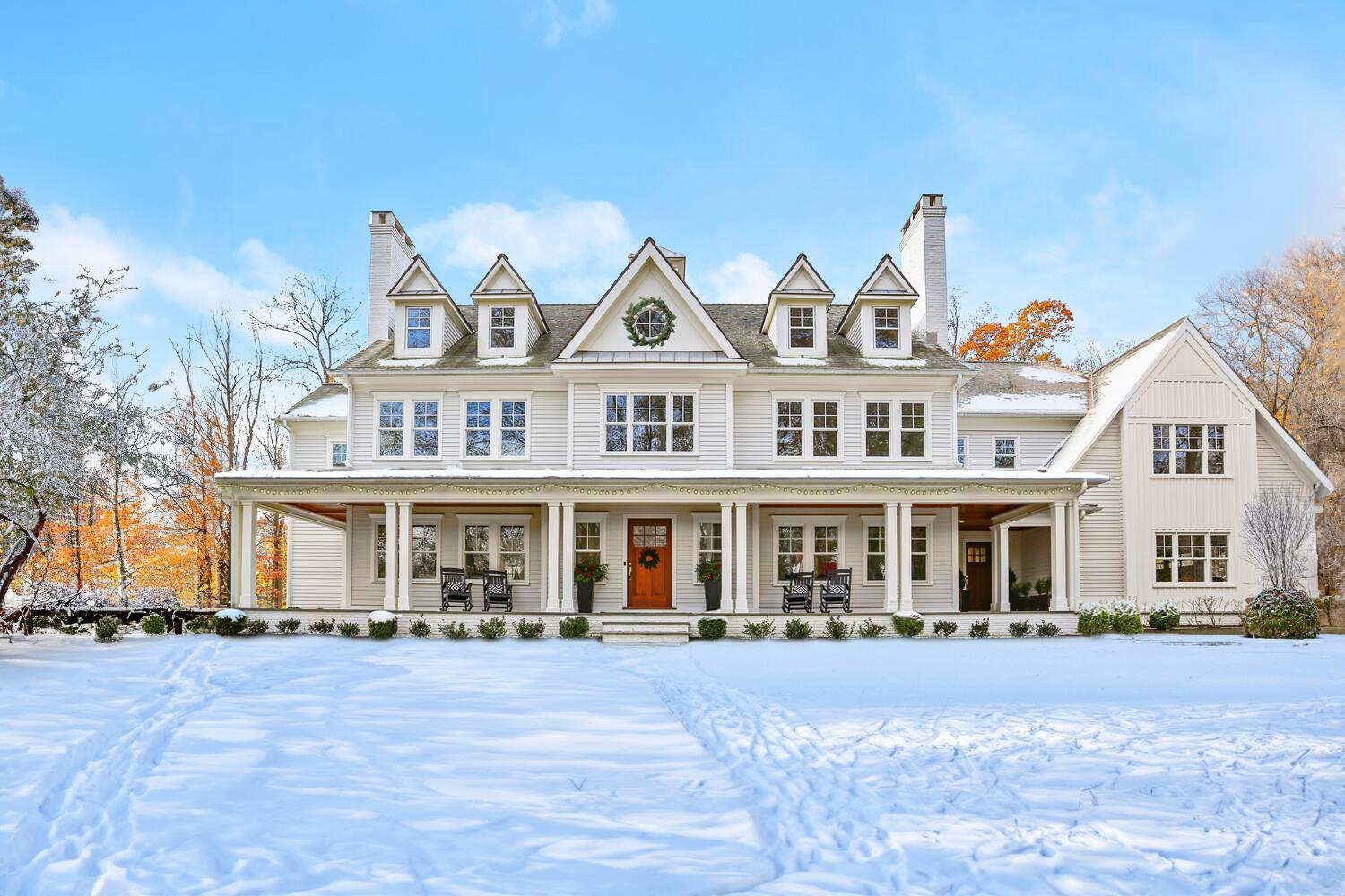24 Country Club Road New Canaan, CT 06840 - Photo 2 of 43 a front view of a residential houses with yard and trees