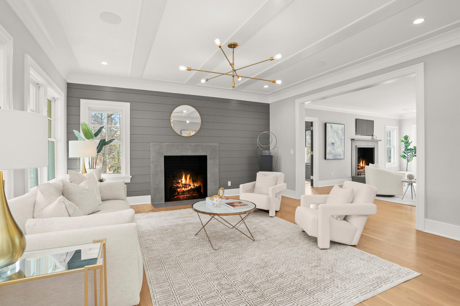 24 Country Club Road New Canaan, CT 06840 - Photo 5 of 43 a living room with furniture a large window and a fireplace