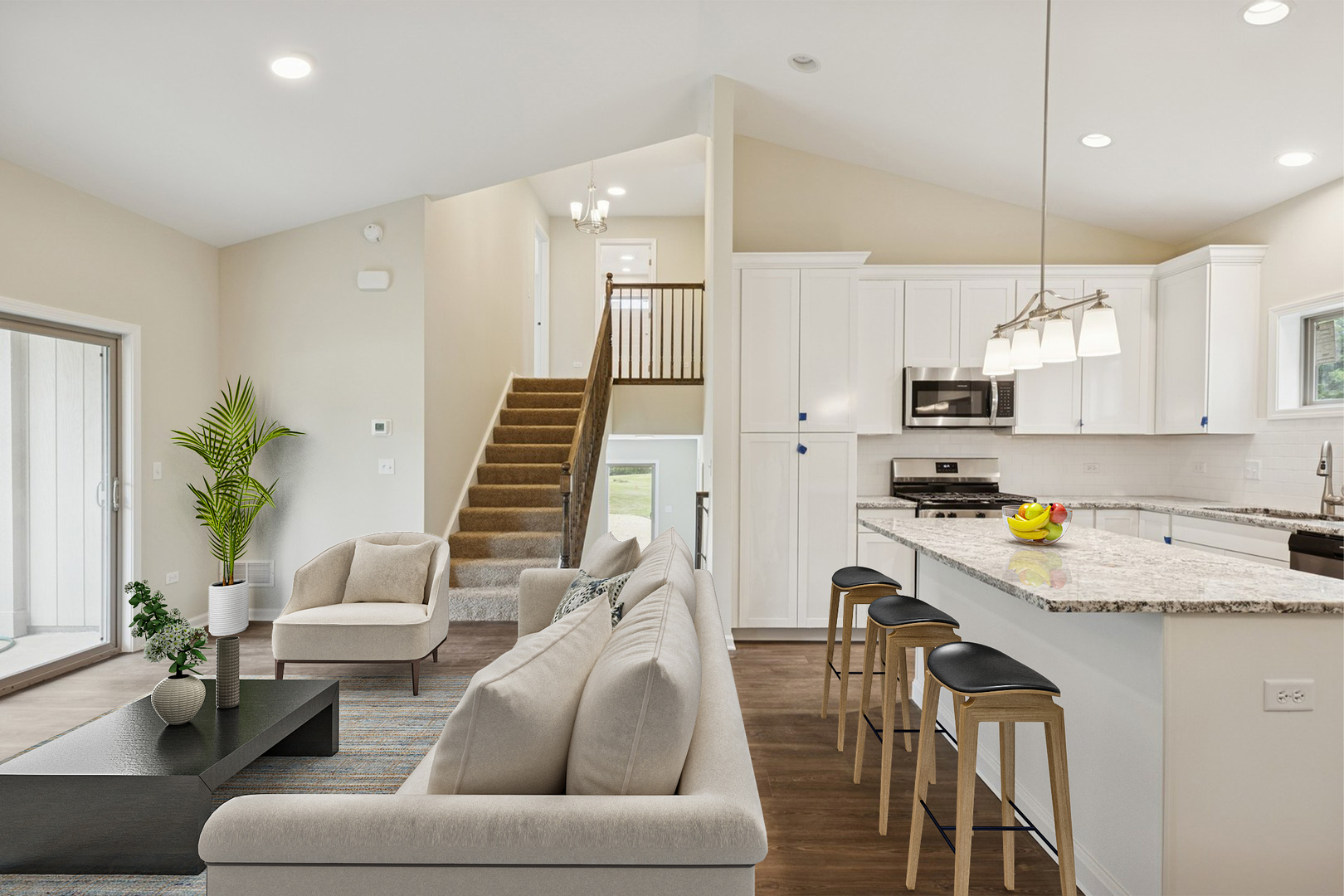 5912 Prairie Ridge Road Crystal Lake, IL 60014 - Photo 3 of 23 a living room with furniture and a kitchen view