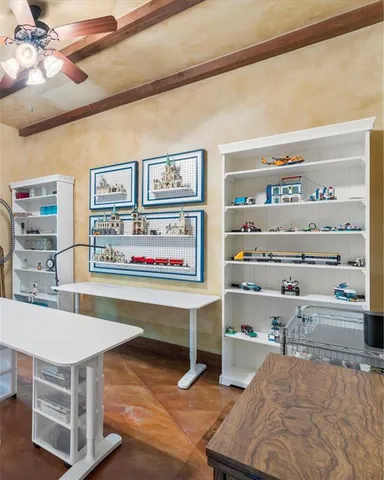 a room with furniture and a large window