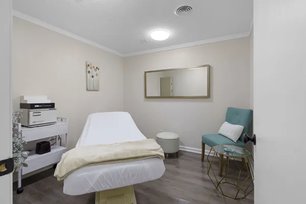 a living room with furniture