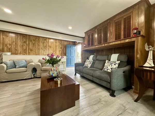 a bed room with a bed and furniture