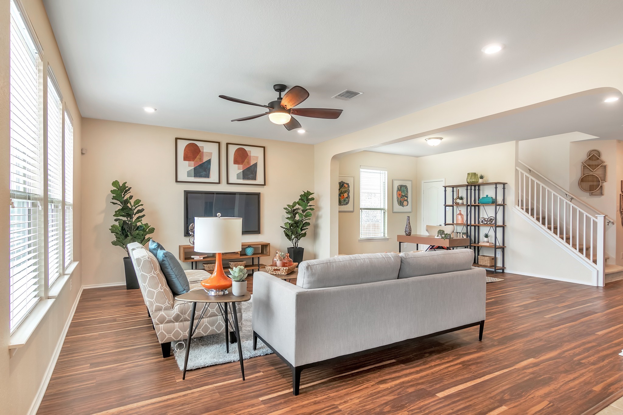 1075 Toltec Trail Georgetown, TX 78626 - Photo 13 of 32 a living room with fireplace furniture and a wooden floor