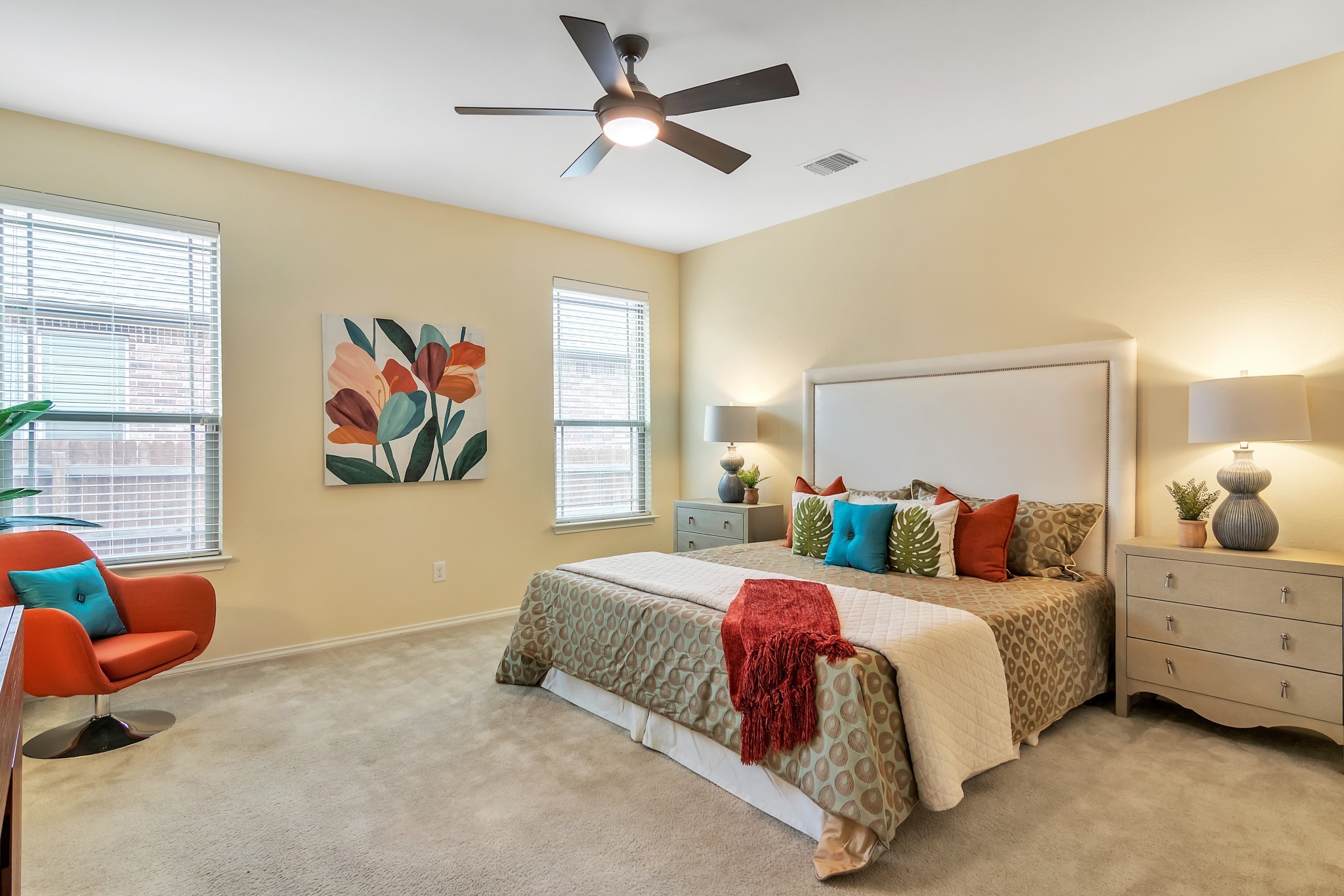 1075 Toltec Trail Georgetown, TX 78626 - Photo 14 of 32 a bedroom with a bed and a painting on the wall