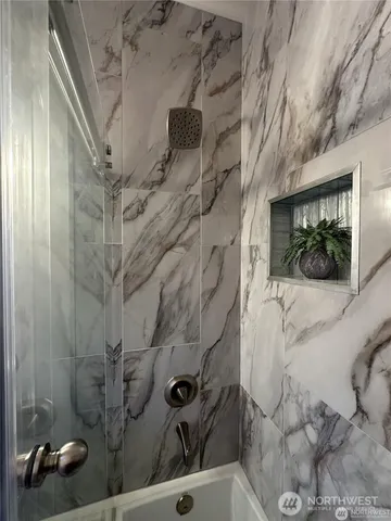 a bathroom with a tub