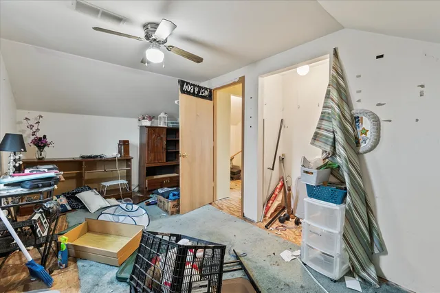 a workspace with furniture and entryway