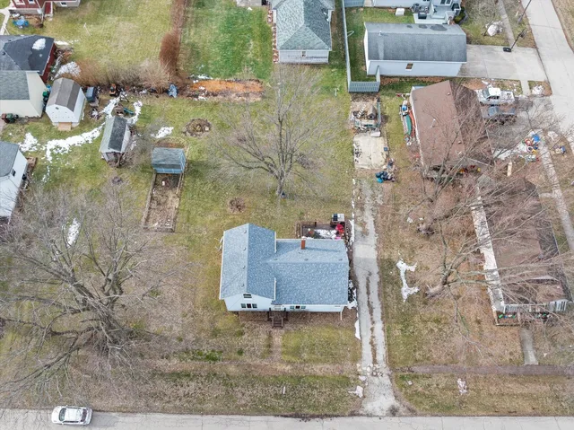an aerial view of a residential houses
