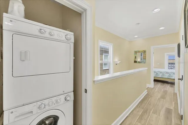 a large room with a window