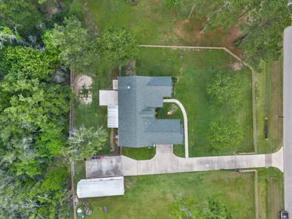 an aerial view of a house