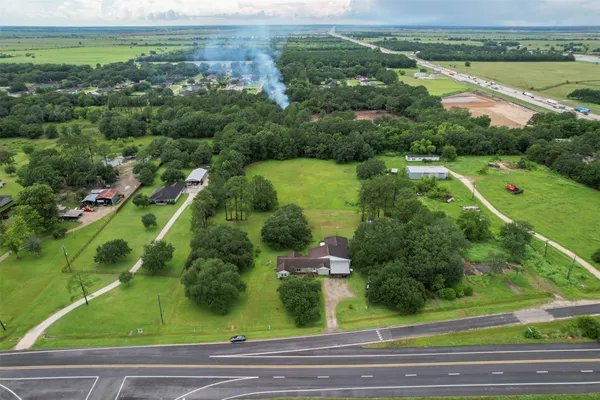 an aerial view of a house