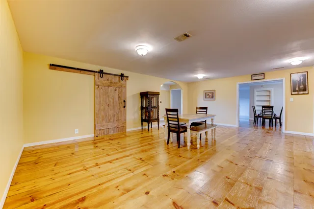 a view of a dining area with furniture