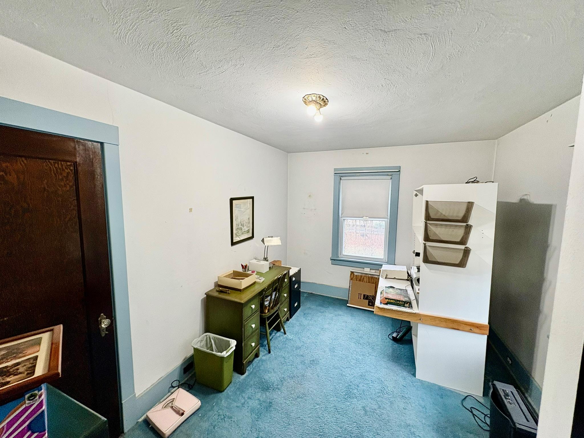123 Rockland Road Roscoe, NY 12776 - Photo 23 of 31 Office with baseboards, carpet flooring, and a textured ceiling