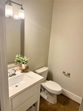 1315 West 24th Street, Unit B Houston, TX 77008 - Photo 21 of 26 a bathroom with a sink a toilet and mirror