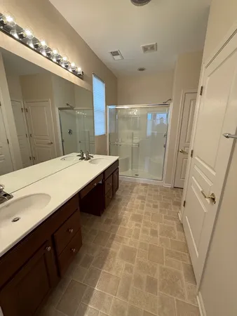 a view of an empty walk in closet