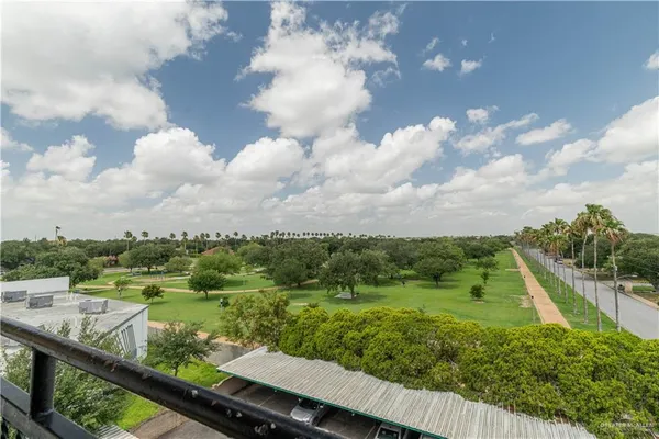 a view of a city from a balcony