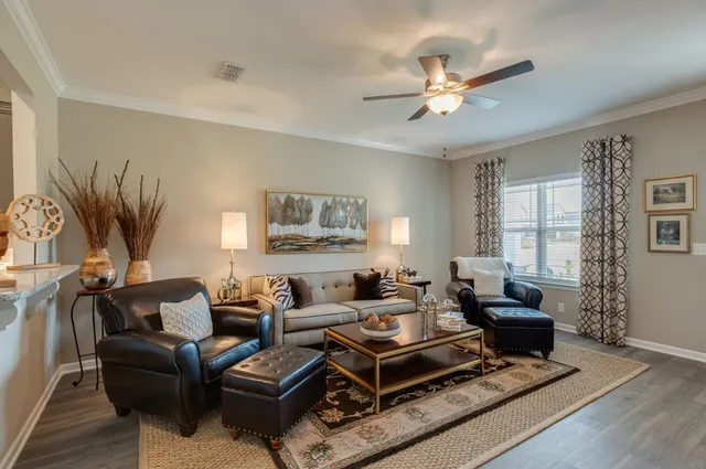 a living room with furniture