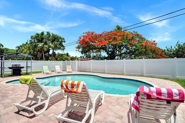 swimming pool with outdoor seating