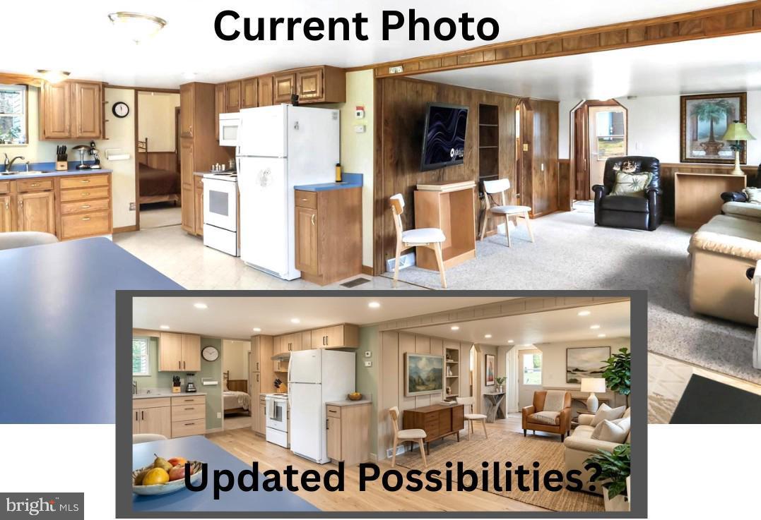 222 Skippers Point Road Oakland, MD 21550 - Photo 11 of 57 Current living/kitchen photo & Possible photo AI