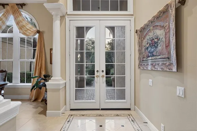 a view of front door with couch