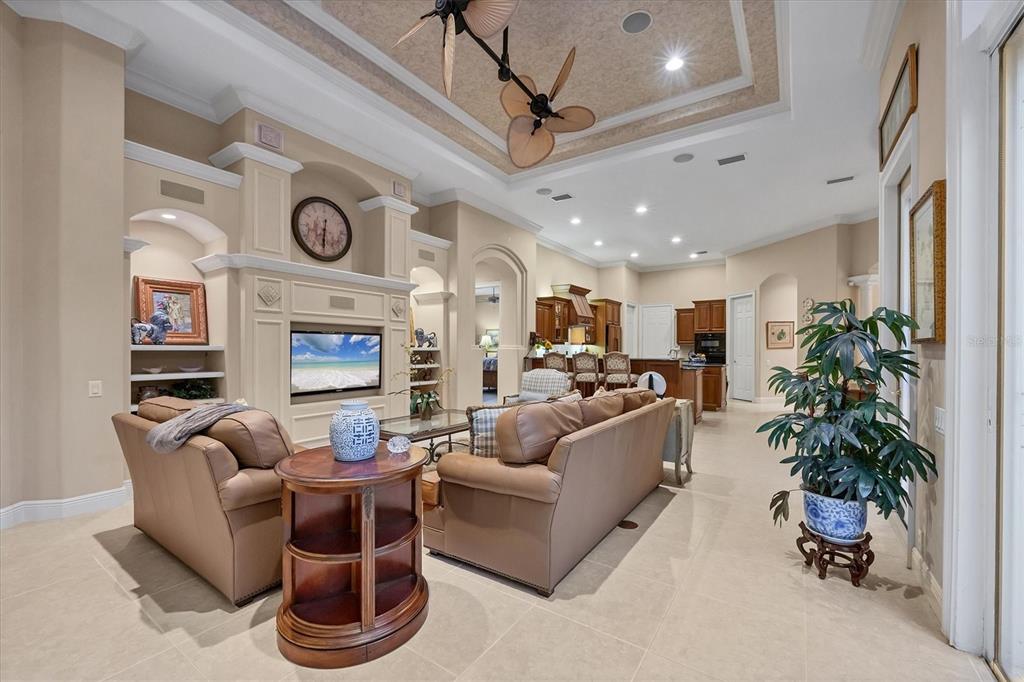 7815 Mathern Court Lakewood Ranch, FL 34202 - Photo 23 of 55 a living room with furniture potted plant and a fireplace