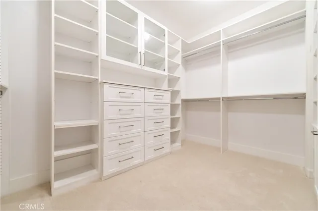 a view of an empty walk in closet