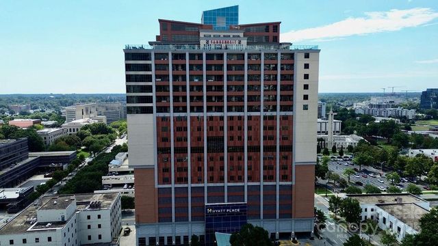 a view of building with windows