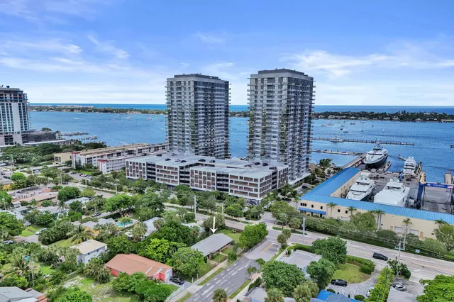 a view of a city with tall buildings