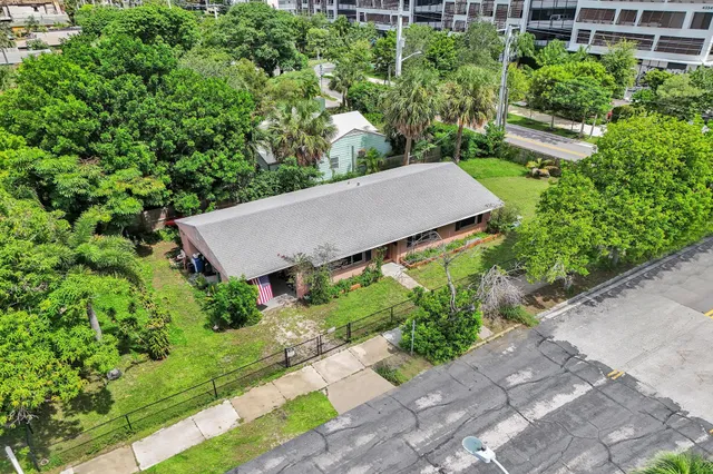 a view of a city with tall buildings