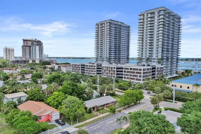 a view of a city that has tall buildings