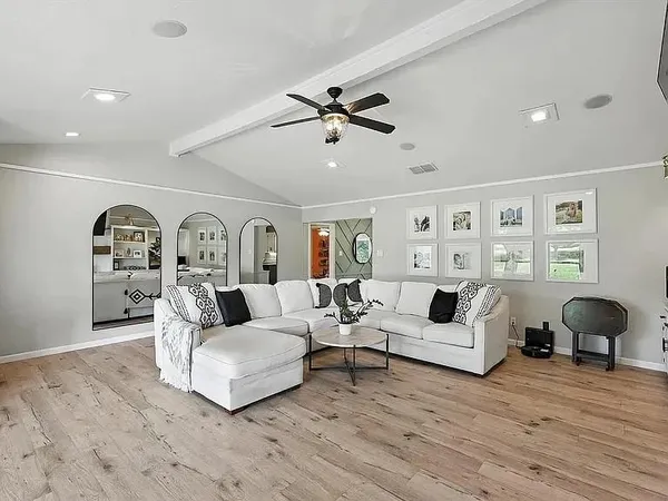 a living room with furniture