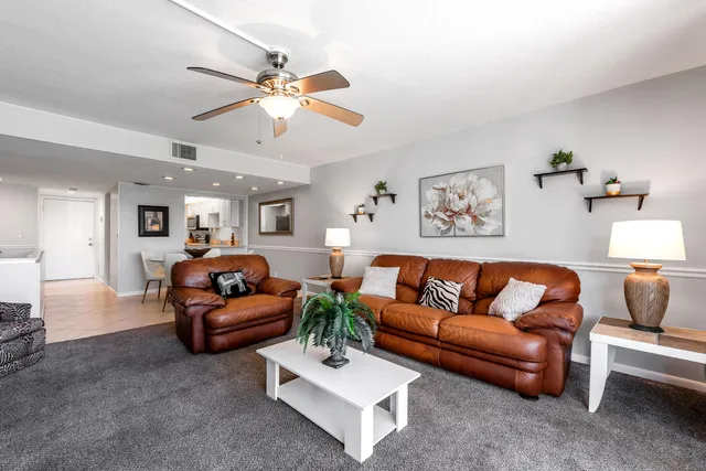 a living room with furniture