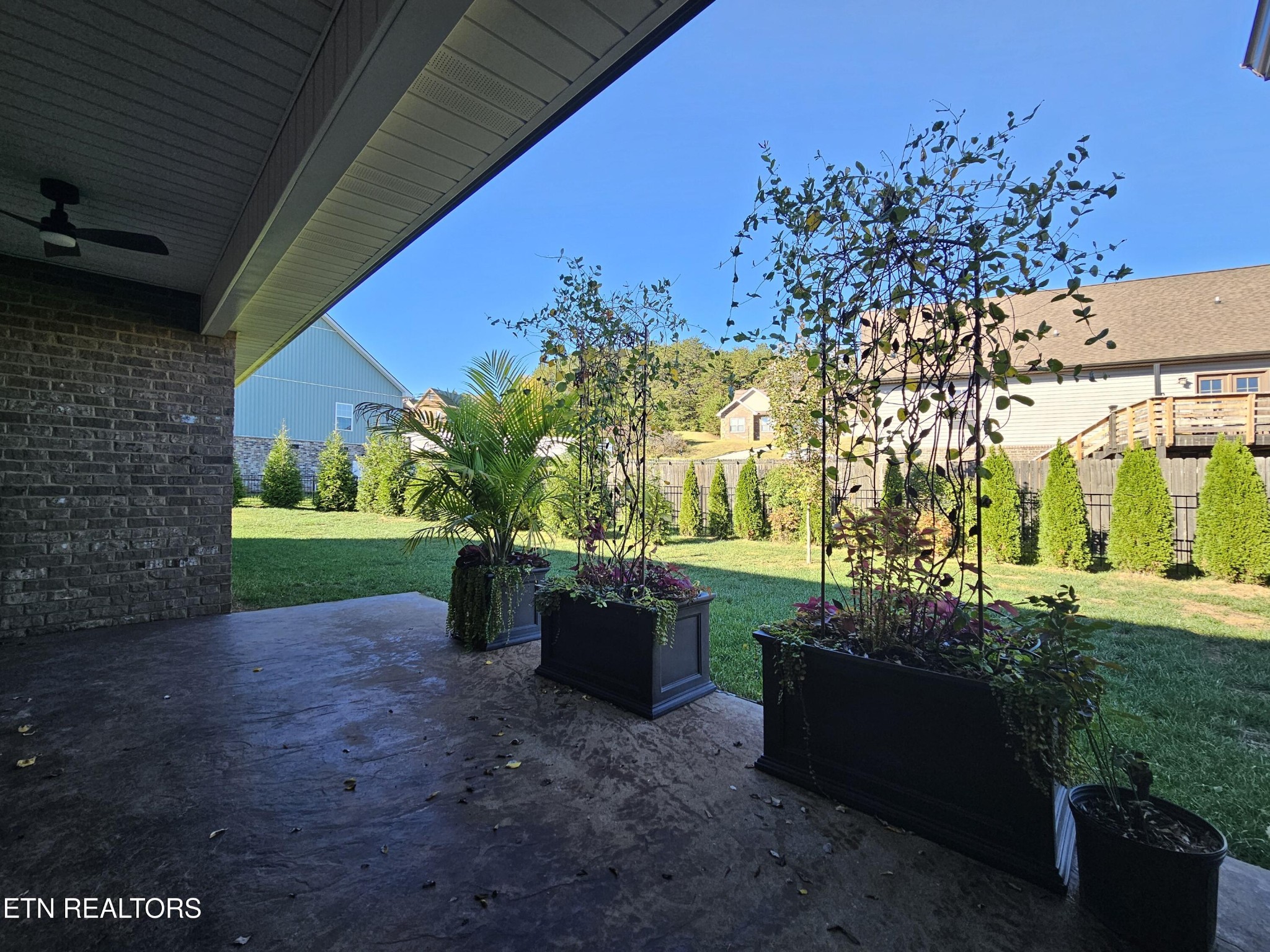 5920 Whisper Ridge Lane Corryton, TN 37721 - Photo 45 of 49 a view of a patio with table and chairs potted plants