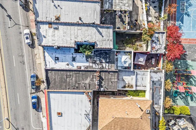 a view of buildings and street