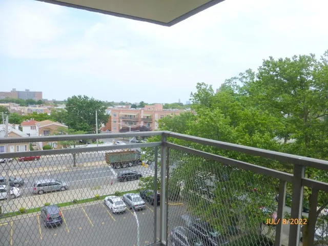 a balcony with city view