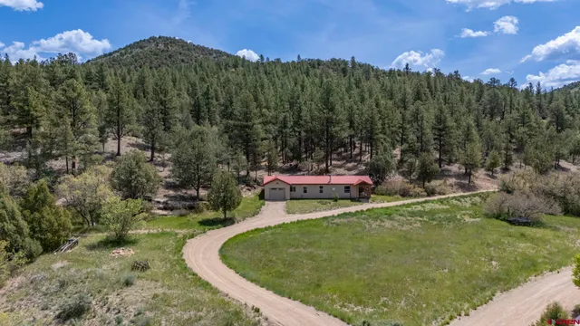 a backyard of a house with yard and outdoor seating
