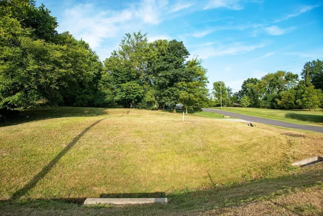 a view of a swimming pool and an outdoor space