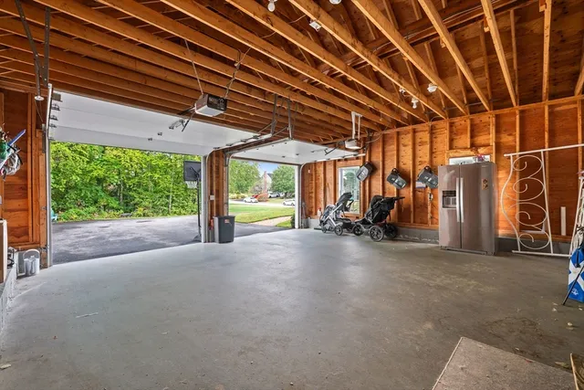 a view of a room with wooden walls