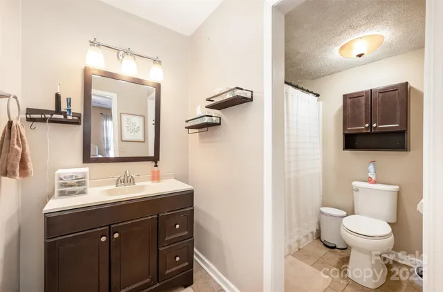 a bathroom with a toilet a sink and mirror