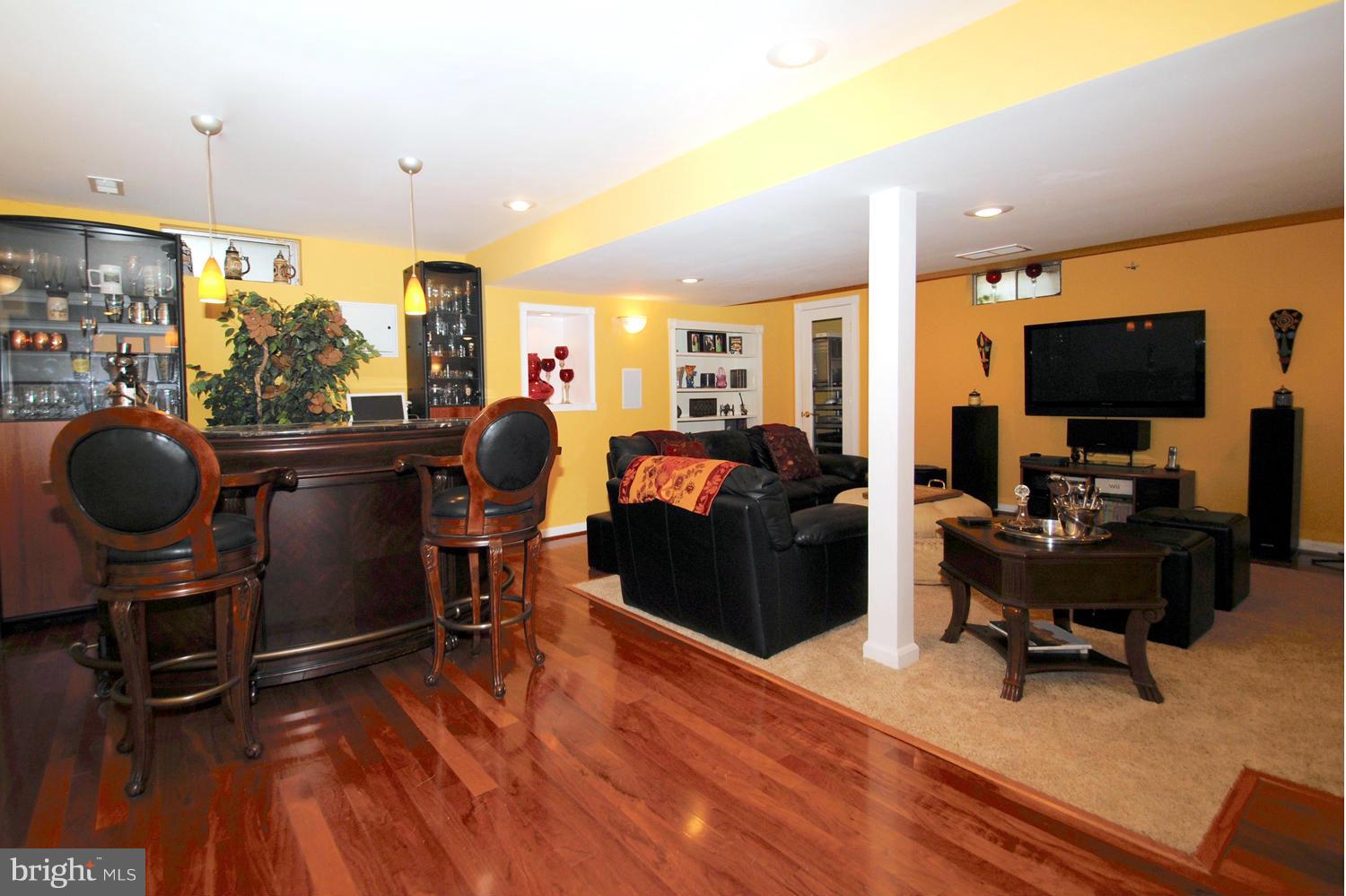 Finished Lower Level with Home Theater and Bar
