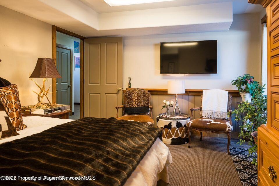 38 Diamond A Ranch Road Carbondale, CO 81623 - Photo 24 of 44 a bedroom with a bed and a flat screen tv