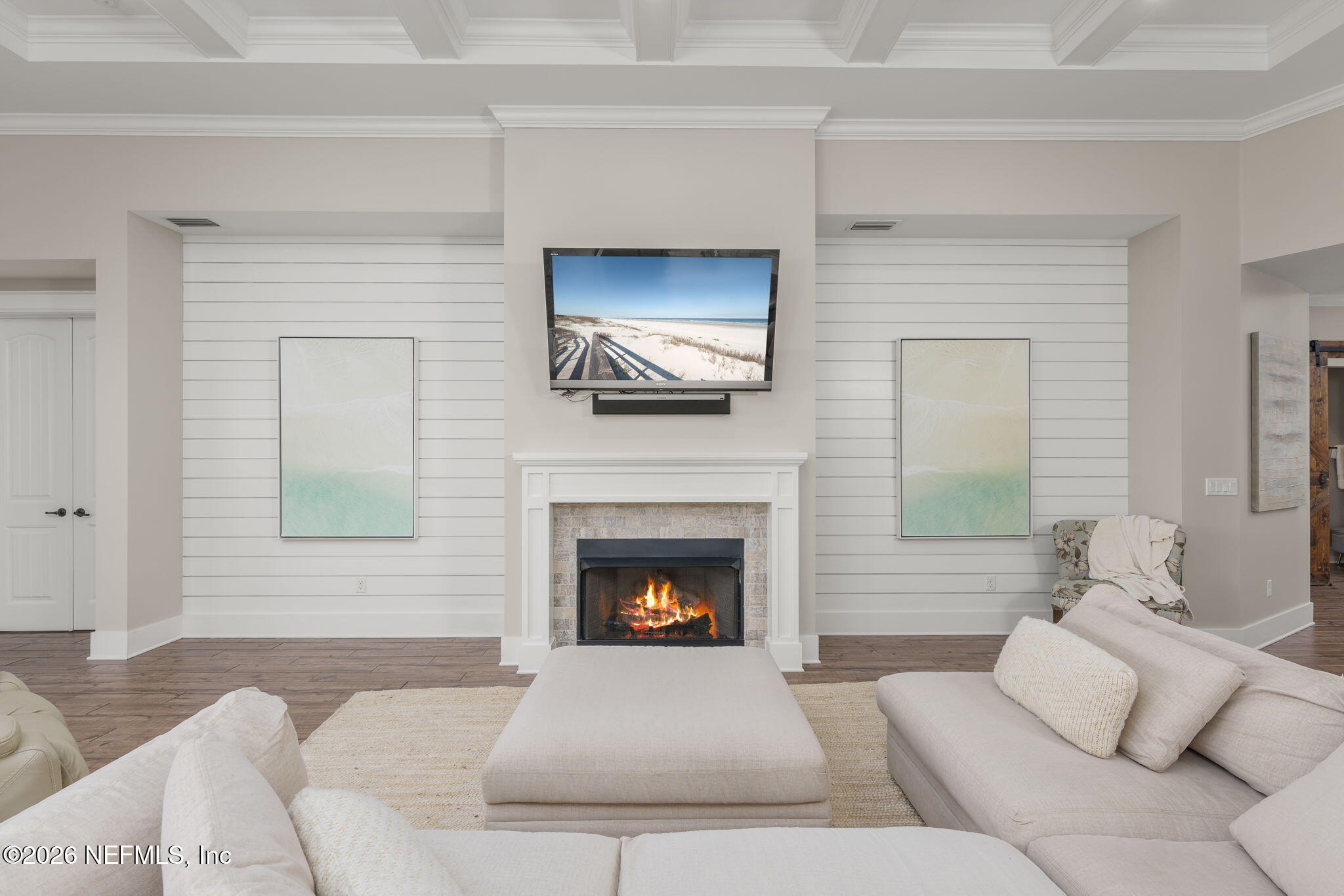 599 Timber Bridge Lane Atlantic Beach, FL 32233 - Photo 27 of 60 a living room with furniture and a fireplace