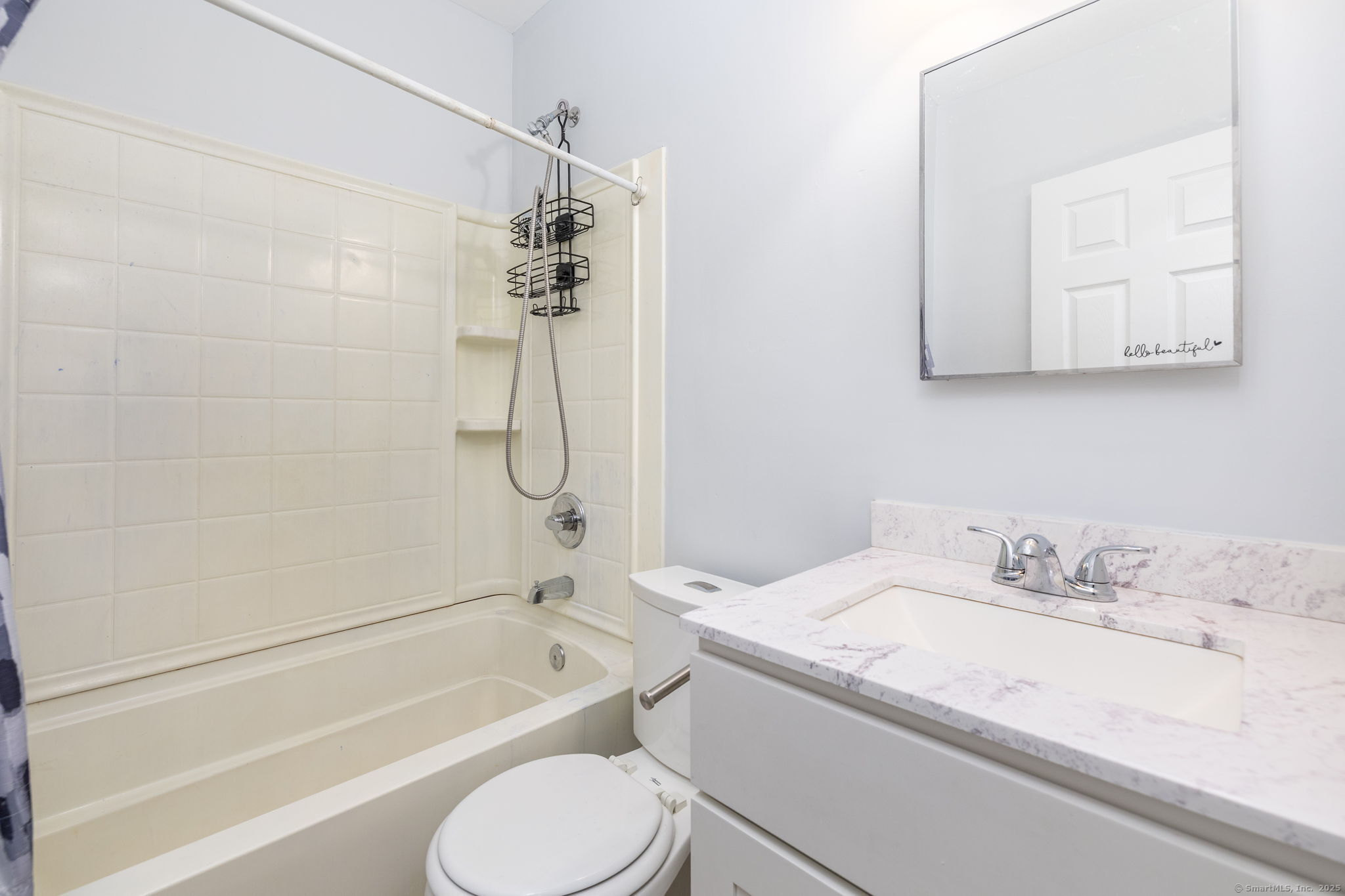 80 Belden Street, Unit 2 New Britain, CT 06051 - Photo 8 of 15 a bathroom with a granite countertop bathtub shower sink vanity and toilet