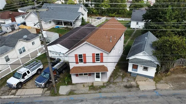 an aerial view of a house