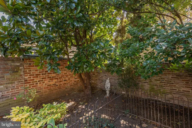 a view of a patio with table and chairs and potted plants